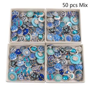 50pcs/lot Snap buttons 20mm Mix Blue, cyan, sapphire  mixmix colors