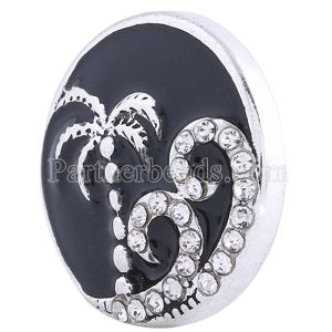 20MM Seaside snap Silver Plated with Rhinestones and black Enamel KC6151 snaps jewelry