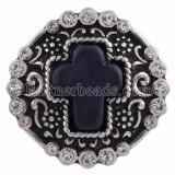 20MM cross snap Silver Plated with rhinestones and black Turquoise KC6223 snaps jewelry