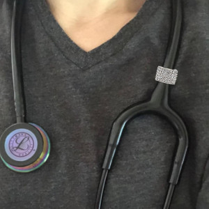 White rhinestone fittings for silver-plated belt of ultrasonic stethoscope