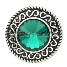 20MM snaps chunks  with green  Rhinestone interchangeable jewelry