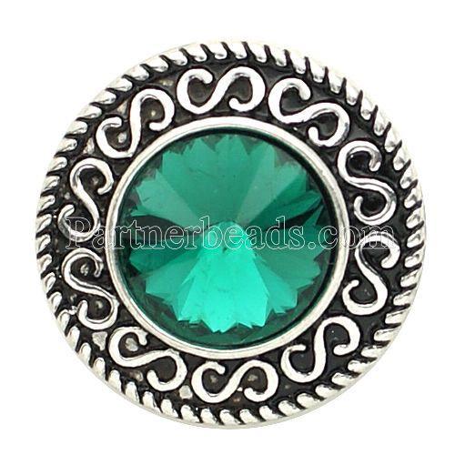20MM snaps chunks  with green  Rhinestone interchangeable jewelry