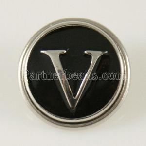 20MM English alphabet-V  snap silver  plated KB1272 with  Enamel interchangeable snaps jewelry