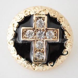 20MM Cross snap  Gold Plated with rhinestone KB6222 snaps jewelry