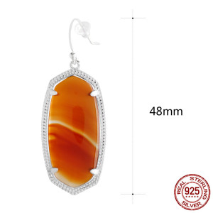 S925 Sterling Silver Kendra Scott style Elle Drop Earrings with red agate GM6007