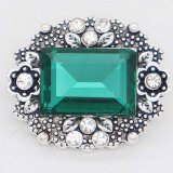 20MM design snap Silver Plated with green rhinestone KC6862 snaps jewelry