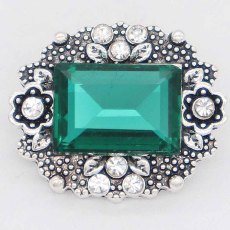 20MM design snap Silver Plated with green rhinestone KC6862 snaps jewelry