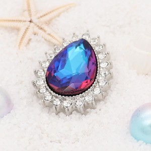 20MM design snap Silver Plated with blue and purple rhinestone KC6895 snaps jewelry