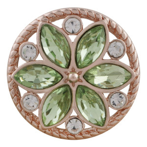 20MM round Rose-Gold Plated with green rhinestone KC7552 snaps jewelry