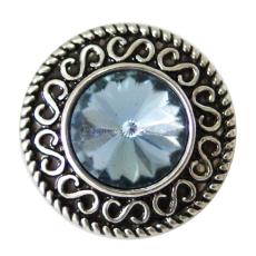 20MM Round snap Antique Silver Plated with blue rhinestone KB6902 snaps jewelry