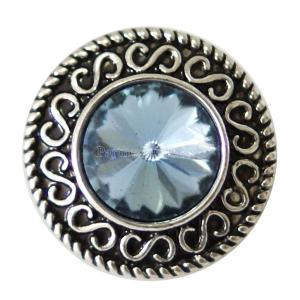 20MM Round snap Antique Silver Plated with blue rhinestone KB6902 snaps jewelry