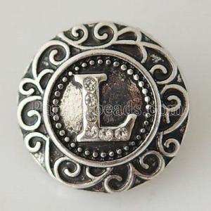 20MM English alphabet-L snap Antique silver  plated with  Rhinestones KB6265 snaps jewelry
