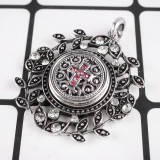 18mm cross snaps metal chunks with rose-red rhinestones