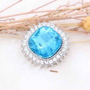20MM design snap Silver Plated with blue rhinestone KC6773 snaps jewelry