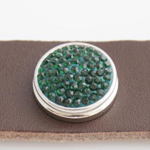 18mm Sugar snaps Alloy with dark green chunks rhinestones KB2315 snaps jewelry
