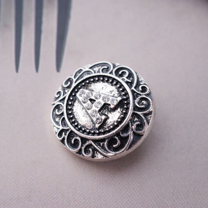 20MM English alphabet-A snap Antique silver  plated with  Rhinestones KB6254 snaps jewelry