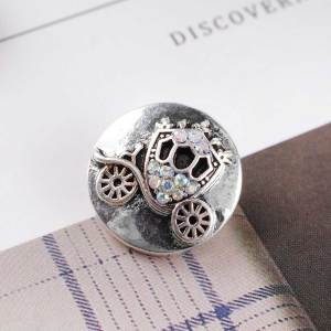 20MM FatTonny snap Antique Silver plated with black Rhinestones KC6312 snaps jewelry