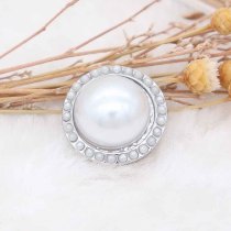 20MM round snap Silver Plated with white pearl KC6783 snaps jewelry