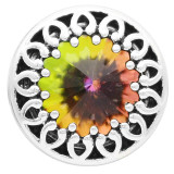 20MM design snap Silver Plated with  rhinestone KC9925 opal yellow