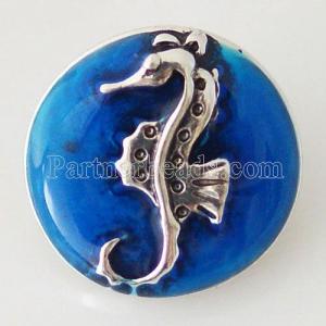 20MM Hippocampus  sea horse snap  Plated with Enamel KB6313 blue
