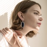 S925 Sterling Silver Kendra Scott style Elle Drop Earrings with Deep blue bling agate gemstone  GM6006