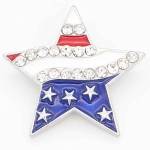 20MM Pentagram snap sliver Plated with  rhinestones  KC6710 snaps jewelry