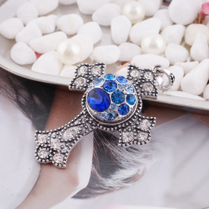 20MM Round snap Antique Silver Plated with blue rhinestone KB5003 snaps jewelry