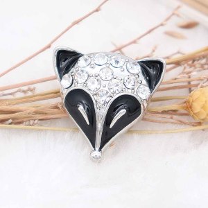 20MM Fox snap Silver Plated with Rhinestone and enamel KC6791 snaps jewelry