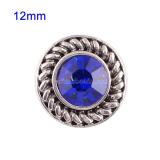 12mm Small size snaps with blue Rhinestone for chunks jewelry