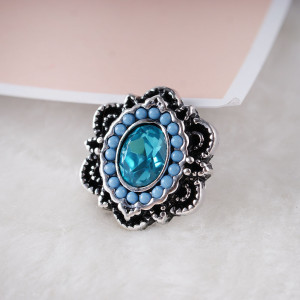 20MM Irregular snap Antique Silver Plated with light blue cyan KB6286 snaps jewelry