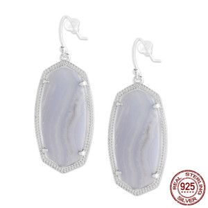 S925 Sterling Silver Kendra Scott style Elle Drop Earrings with purple agate GM6008