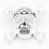 20MM skull snap sliver Plated With rhinestones KC6699 snaps jewelry