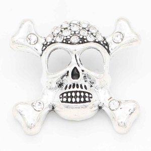20MM skull snap sliver Plated With rhinestones KC6699 snaps jewelry