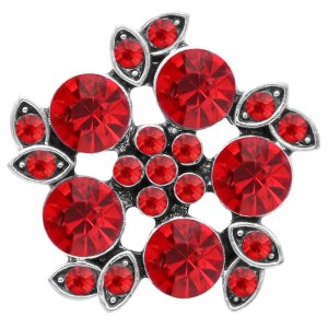 20MM design snap Silver Plated with red rhinestone KC6781 snaps jewelry