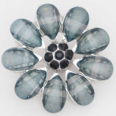 20MM flower snap with gray rhinestones  KC6882 snaps jewelry