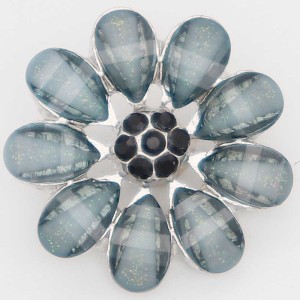 20MM flower snap with gray rhinestones  KC6882 snaps jewelry