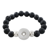 10 mm black lava bead snap bracelet could hold essential oils & perfume Fit 20mm snaps chunks KB4585