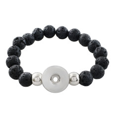 10 mm black lava bead snap bracelet could hold essential oils & perfume Fit 20mm snaps chunks KB4585