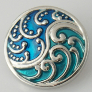 20MM Pattern snap Silver Plated with blue Enamel KB6070 snaps jewelry