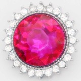20MM design snap Silver Plated with  rose-red rhinestone KC6876 snaps jewelry