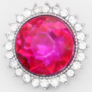 20MM design snap Silver Plated with  rose-red rhinestone KC6876 snaps jewelry