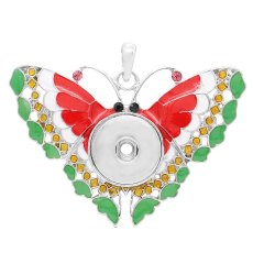 snap sliver Pendant with Rhinestone and enamel fit 20MM snaps style jewelry KC0441