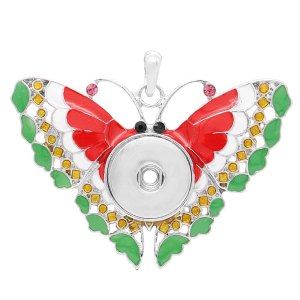 snap sliver Pendant with Rhinestone and enamel fit 20MM snaps style jewelry KC0441