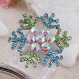 20MM Christmas snow flake snap Silver Plated with  Rhinestone KC8772 snaps jewelry