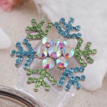 20MM Christmas snow flake snap Silver Plated with  Rhinestone KC8772 snaps jewelry