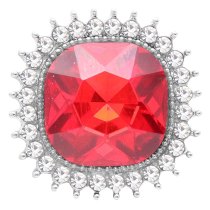 20MM design snap Silver Plated with Red rhinestone KC6775 snaps jewelry