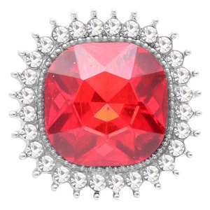 20MM design snap Silver Plated with Red rhinestone KC6775 snaps jewelry