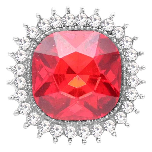 20MM design snap Silver Plated with Red rhinestone KC6775 snaps jewelry