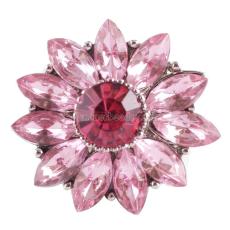20MM Gear snap Silver Plated with Pink rhinestone KC9813 snap jewelry