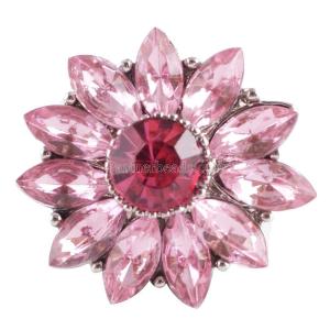 20MM Gear snap Silver Plated with Pink rhinestone KC9813 snap jewelry